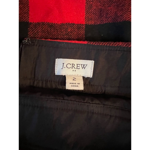 J. Crew Red Black Buffalo Check Wool Skirt - Picture 3 of 4